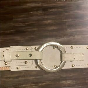 Vince Camuto Cream Belt with Gold Studs